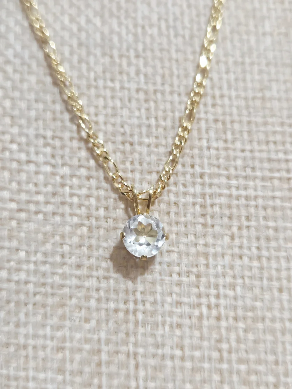 Gold Chain Necklace with Clear CZ Pendant